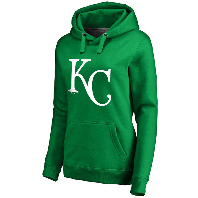 WOMEN - Kansas City Royals Kelly Green St. Patrick's Day White Logo Pullover Hoodie WOMEN - Kansas City Royals Kelly Green St. Patrick's Day White Logo Pullover Hoodie
