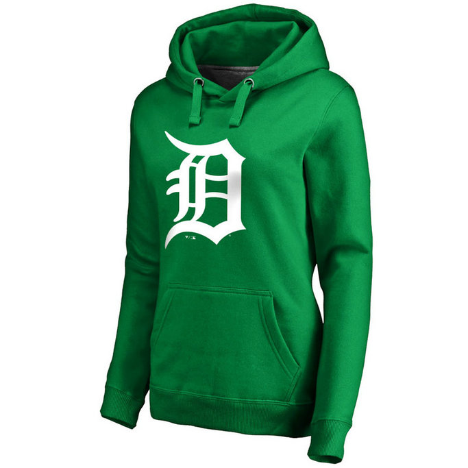 WOMEN - Detroit Detroit Tigers Kelly Green St. Patrick's Day White Logo Pullover Hoodie WOMEN - Detroit Detroit Tigers Kelly Green St. Patrick's Day White Logo Pullover Hoodie