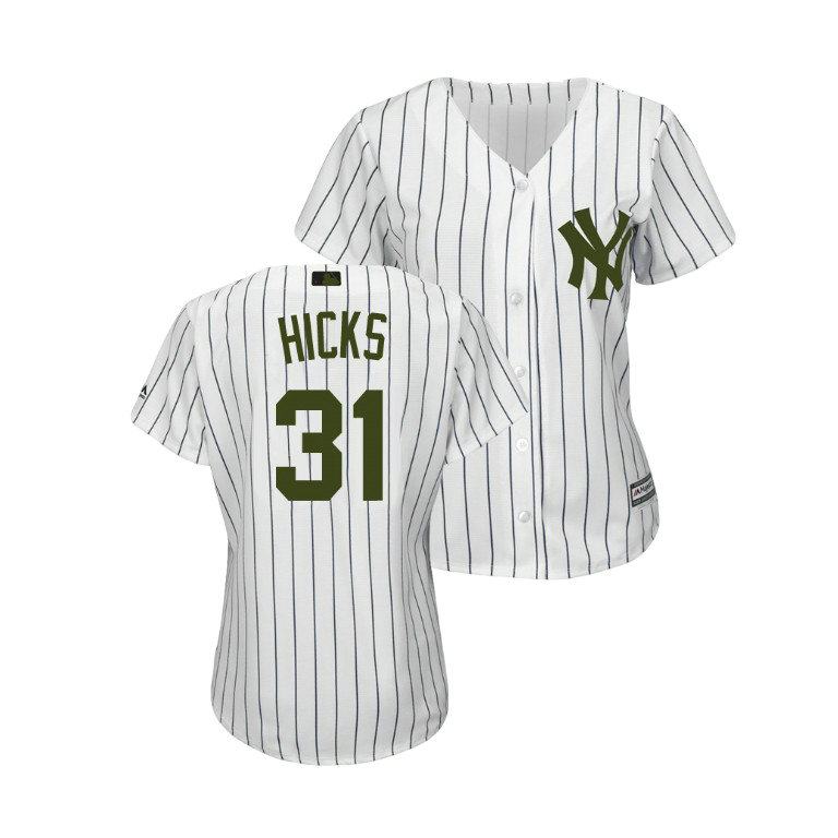 WOMEN - New York Yankees White #31 Aaron Hicks Cool Base Jersey 2018 Memorial Day WOMEN - New York Yankees White #31 Aaron Hicks Cool Base Jersey 2018 Memorial Day
