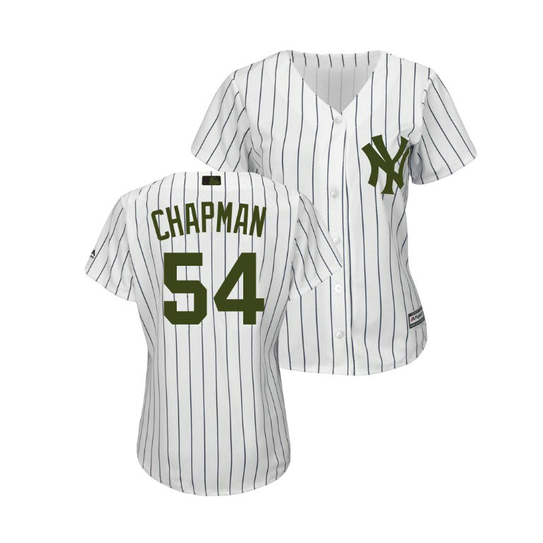 WOMEN - New York Yankees White #54 Aroldis Chapman Cool Base Jersey 2018 Memorial Day