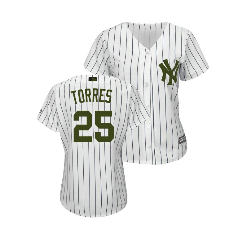 WOMEN - New York Yankees White #25 Gleyber Torres Cool Base Jersey 2018 Memorial Day WOMEN - New York Yankees White #25 Gleyber Torres Cool Base Jersey 2018 Memorial Day
