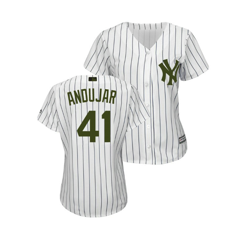 WOMEN - New York Yankees White #41 Miguel Andujar Cool Base Jersey 2018 Memorial Day