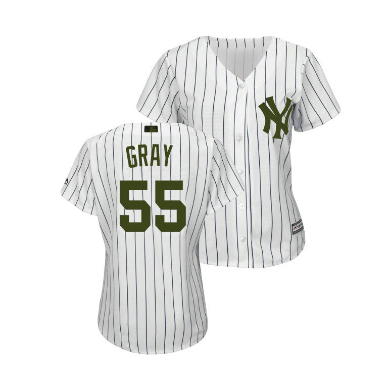 WOMEN - New York Yankees White #55 Sonny Gray Cool Base Jersey 2018 Memorial Day