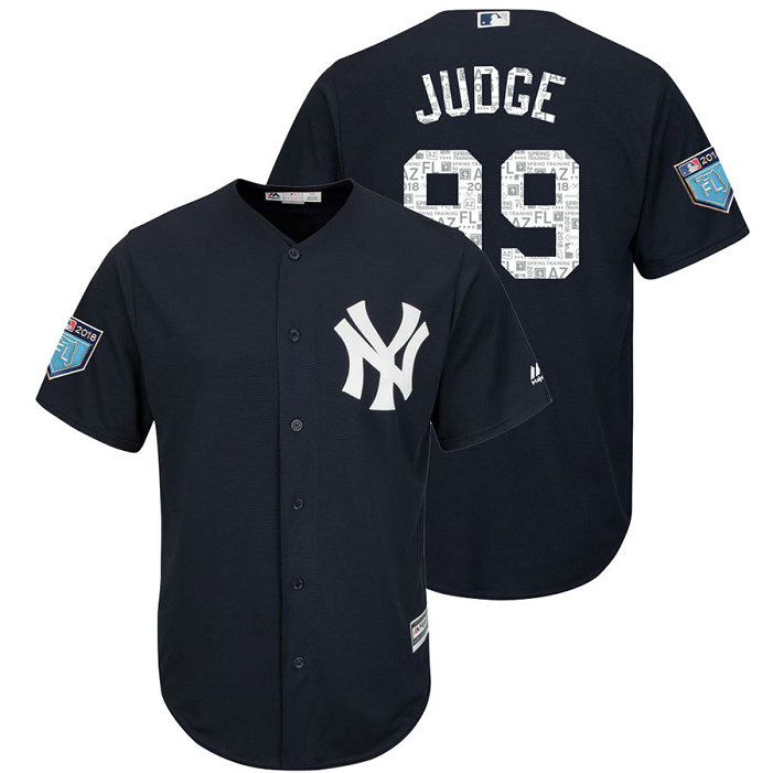 New York Yankees #99 Aaron Judge Navy 2018 Spring Training Cool Base Player Jersey New York Yankees #99 Aaron Judge Navy 2018 Spring Training Cool Base Player Jersey