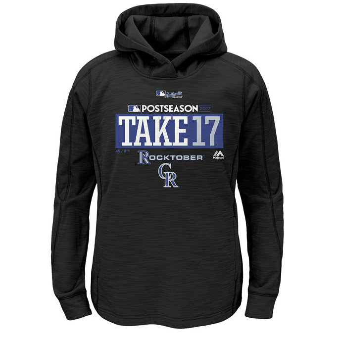 YOUTH - Colorado Rockies 2017 Postseason Authentic Collection Pullover Black Hoodie YOUTH - Colorado Rockies 2017 Postseason Authentic Collection Pullover Black Hoodie