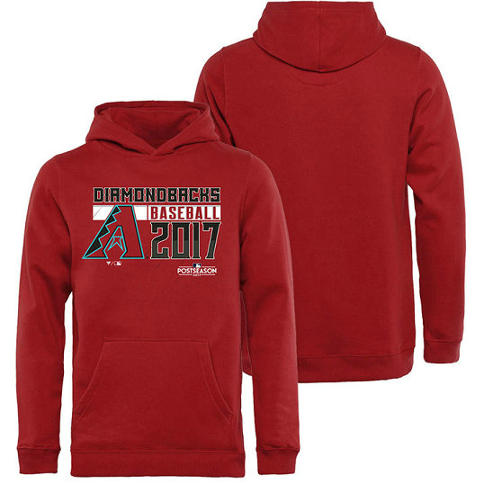 YOUTH - Arizona Diamondbacks 2017 Postseason Double Play Pullover Red Hoodie YOUTH - Arizona Diamondbacks 2017 Postseason Double Play Pullover Red Hoodie