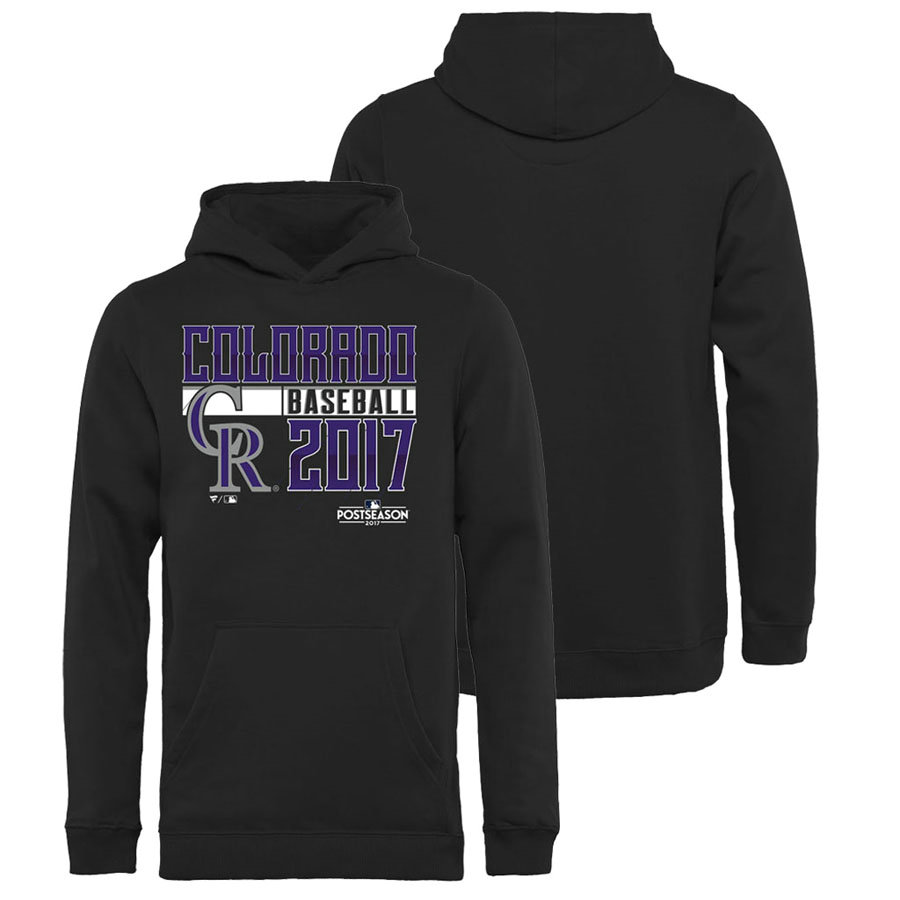 YOUTH - Colorado Rockies 2017 Postseason Double Play Pullover Black Hoodie YOUTH - Colorado Rockies 2017 Postseason Double Play Pullover Black Hoodie