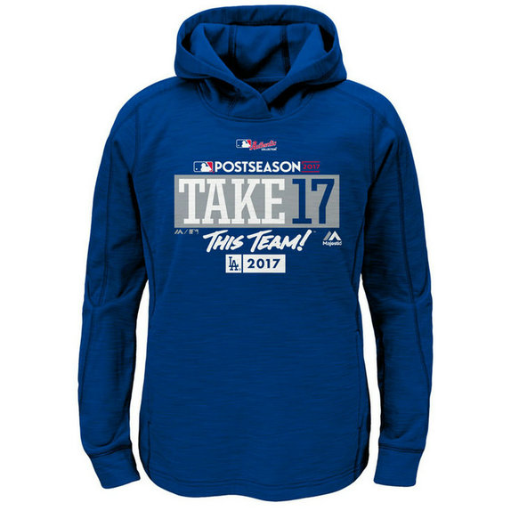 YOUTH - Los Angeles Dodgers 2017 Postseason Participant Authentic Collection Pullover Royal Hoodie