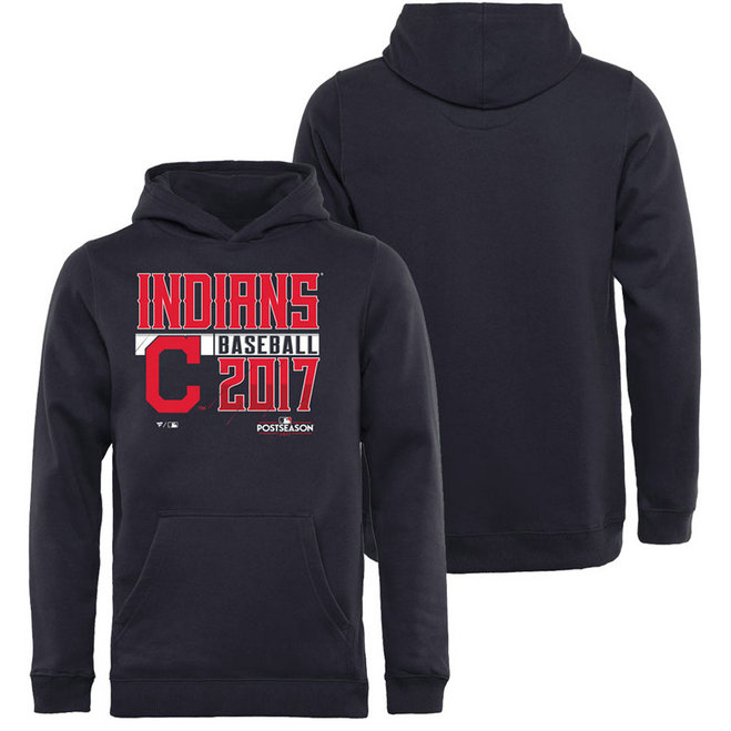 YOUTH - Cleveland Indians 2017 Postseason Participant Double Play Pullover Navy Hoodie YOUTH - Cleveland Indians 2017 Postseason Participant Double Play Pullover Navy Hoodie