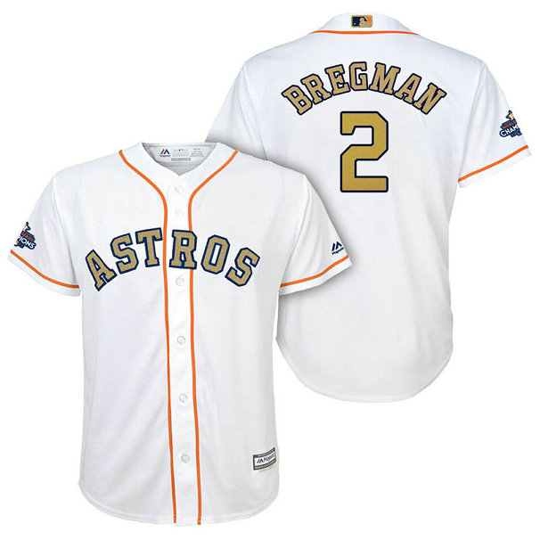 YOUTH - Houston Astros #2 Alex Bregman White Replica Jersey 2018 Gold Program YOUTH - Houston Astros #2 Alex Bregman White Replica Jersey 2018 Gold Program