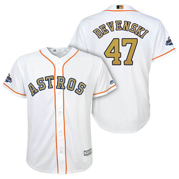 YOUTH - Houston Astros #47 Chris Devenski White Replica Jersey 2018 Gold Program YOUTH - Houston Astros #47 Chris Devenski White Replica Jersey 2018 Gold Program