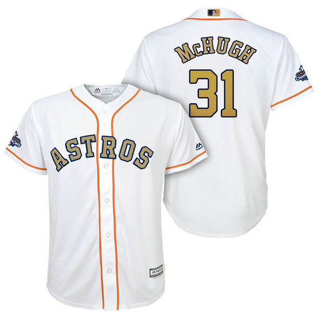 YOUTH - Houston Astros #31 Collin McHugh White Replica Jersey 2018 Gold Program YOUTH - Houston Astros #31 Collin McHugh White Replica Jersey 2018 Gold Program