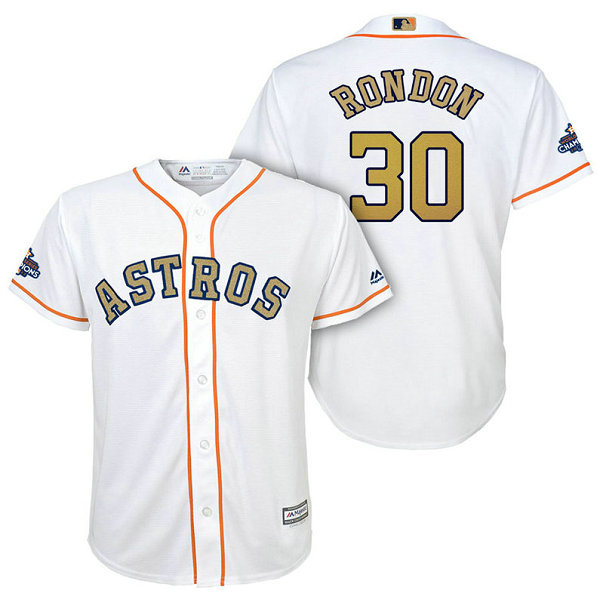 YOUTH - Houston Astros #30 Hector Rondon White Replica Jersey 2018 Gold Program YOUTH - Houston Astros #30 Hector Rondon White Replica Jersey 2018 Gold Program