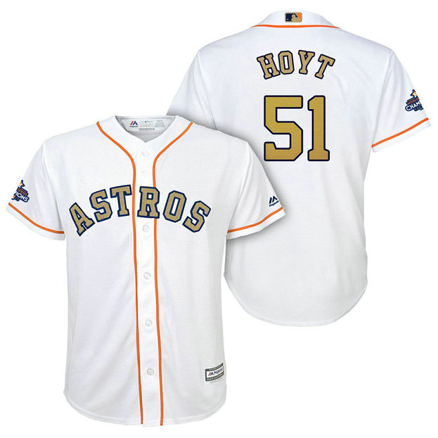 YOUTH - Houston Astros #51 James Hoyt White Replica Jersey 2018 Gold Program YOUTH - Houston Astros #51 James Hoyt White Replica Jersey 2018 Gold Program