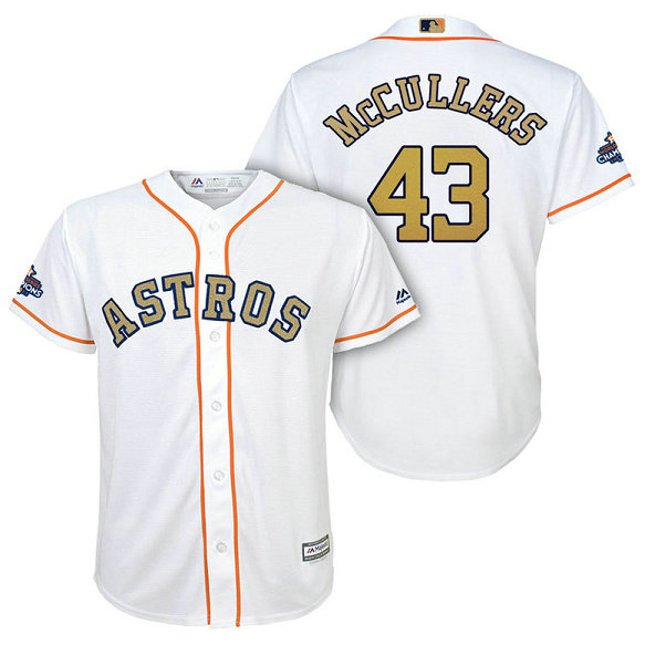 YOUTH - Houston Astros #43 Lance McCullers White Replica Jersey 2018 Gold Program YOUTH - Houston Astros #43 Lance McCullers White Replica Jersey 2018 Gold Program