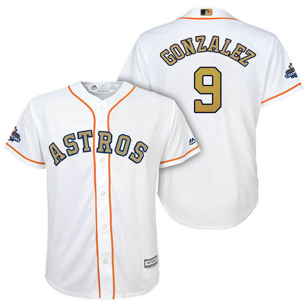YOUTH - Houston Astros #9 Marwin Gonzalez White Replica Jersey 2018 Gold Program YOUTH - Houston Astros #9 Marwin Gonzalez White Replica Jersey 2018 Gold Program