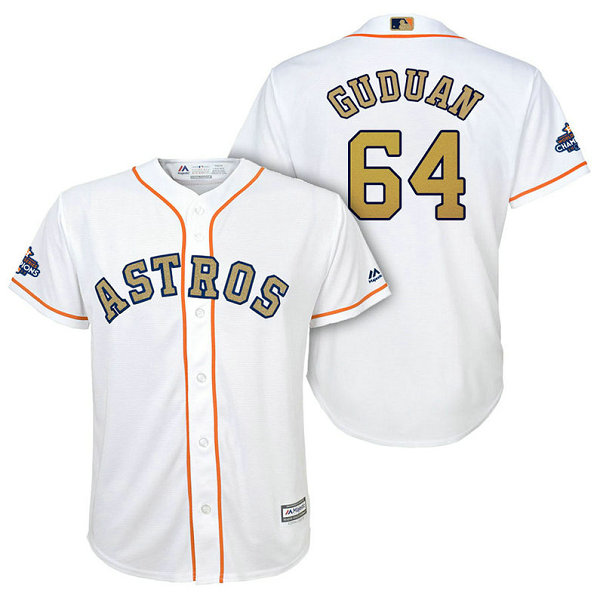 YOUTH - Houston Astros #64 Reymin Guduan White Replica Jersey 2018 Gold Program YOUTH - Houston Astros #64 Reymin Guduan White Replica Jersey 2018 Gold Program