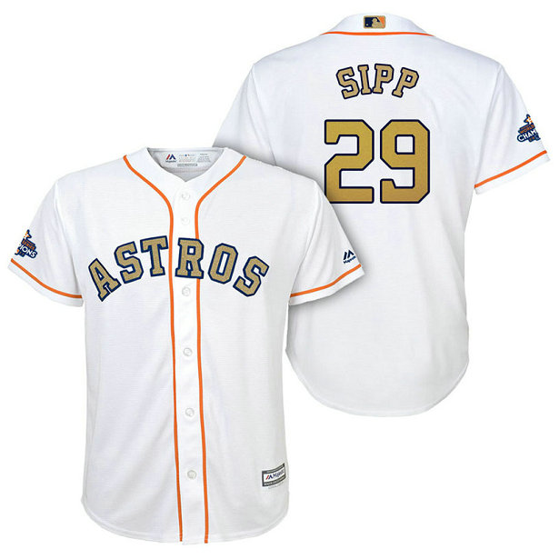 YOUTH - Houston Astros #29 Tony Sipp White Replica Jersey 2018 Gold Program YOUTH - Houston Astros #29 Tony Sipp White Replica Jersey 2018 Gold Program