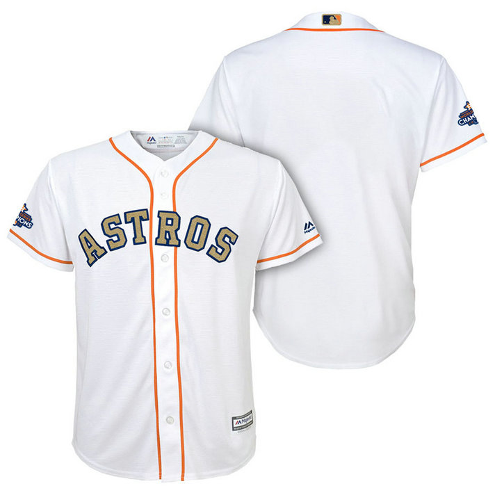 YOUTH - Houston Astros White Replica Jersey 2018 Gold Program YOUTH - Houston Astros White Replica Jersey 2018 Gold Program