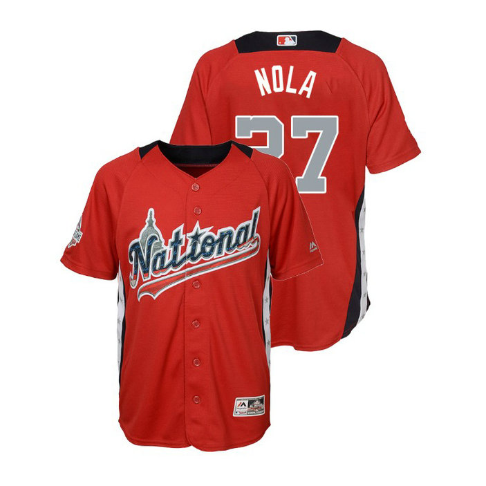 YOUTH - National League #27 Aaron Nola Home 2018 MLB All-Star Red Run Derby Jersey YOUTH - National League #27 Aaron Nola Home 2018 MLB All-Star Red Run Derby Jersey
