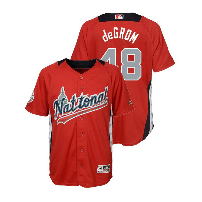 YOUTH - National League #48 Jacob deGrom Home 2018 MLB All-Star Red Run Derby Jersey