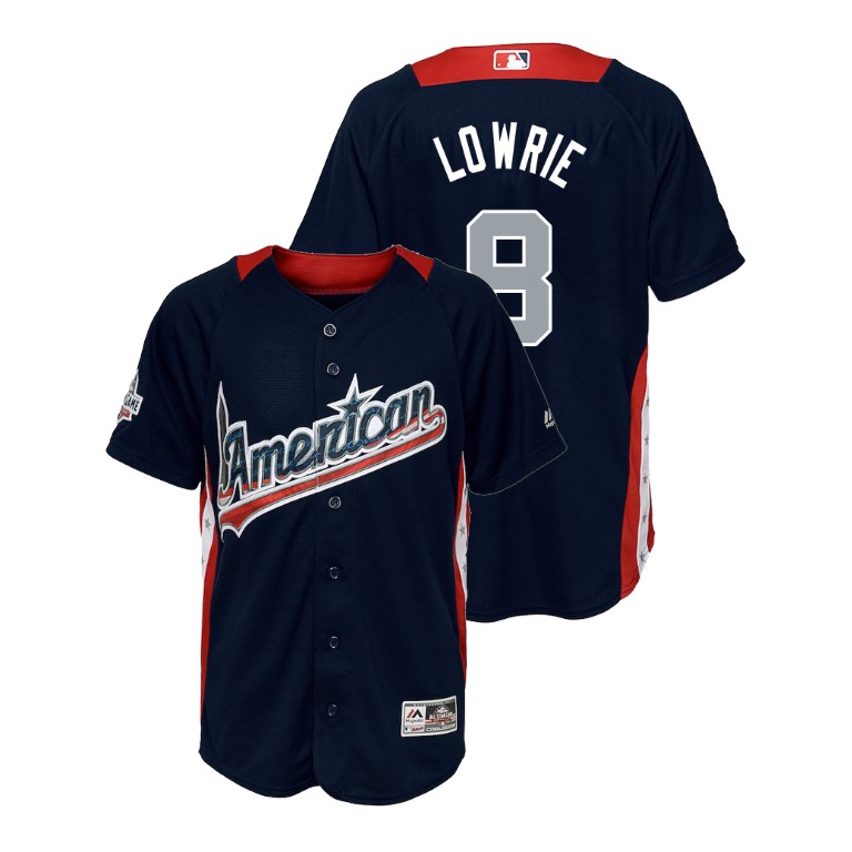 YOUTH - American League #8 Jed Lowrie 2018 MLB All-Star Navy Home Run Derby Jersey YOUTH - American League #8 Jed Lowrie 2018 MLB All-Star Navy Home Run Derby Jersey