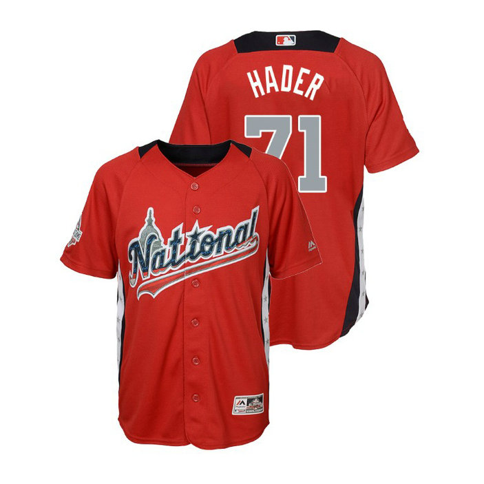 YOUTH - National League #71 Josh Hader Home 2018 MLB All-Star Red Run Derby Jersey
