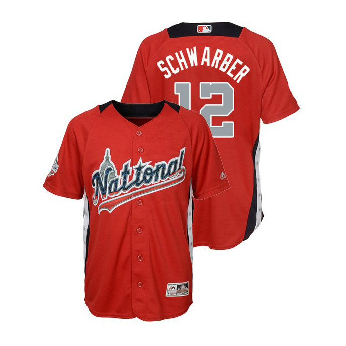 YOUTH - National League #12 Kyle Schwarber Home 2018 MLB All-Star Red Run Derby Jersey YOUTH - National League #12 Kyle Schwarber Home 2018 MLB All-Star Red Run Derby Jersey