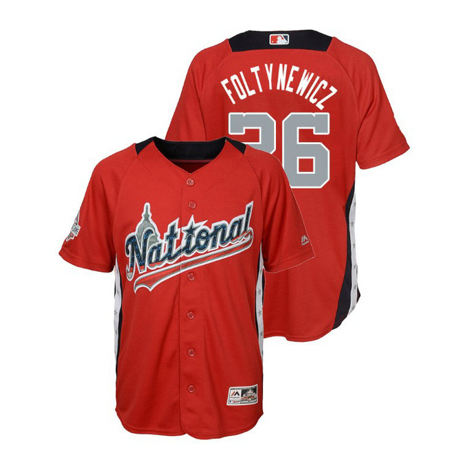 YOUTH - National League #26 Mike Foltynewicz Home 2018 MLB All-Star Red Run Derby Jersey