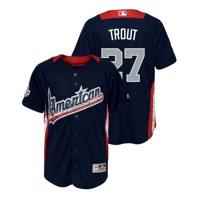 YOUTH - American League #27 Mike Trout 2018 MLB All-Star Navy Home Run Derby Jersey YOUTH - American League #27 Mike Trout 2018 MLB All-Star Navy Home Run Derby Jersey