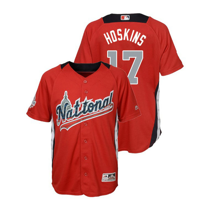YOUTH - National League #17 Rhys Hoskins Home 2018 MLB All-Star Red Run Derby Jersey YOUTH - National League #17 Rhys Hoskins Home 2018 MLB All-Star Red Run Derby Jersey