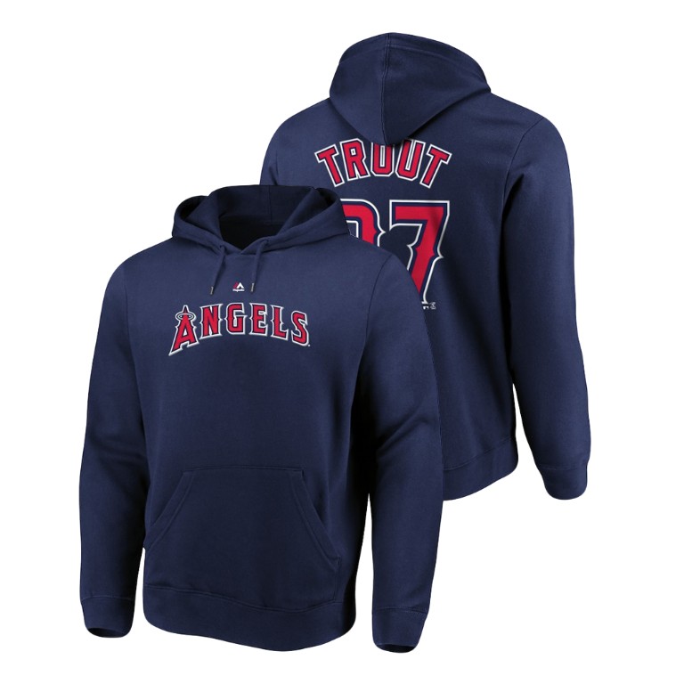 Los Angeles Angels #27 Navy Mike Trout Name & Number Authentic Majestic Hoodie Los Angeles Angels #27 Navy Mike Trout Name & Number Authentic Majestic Hoodie