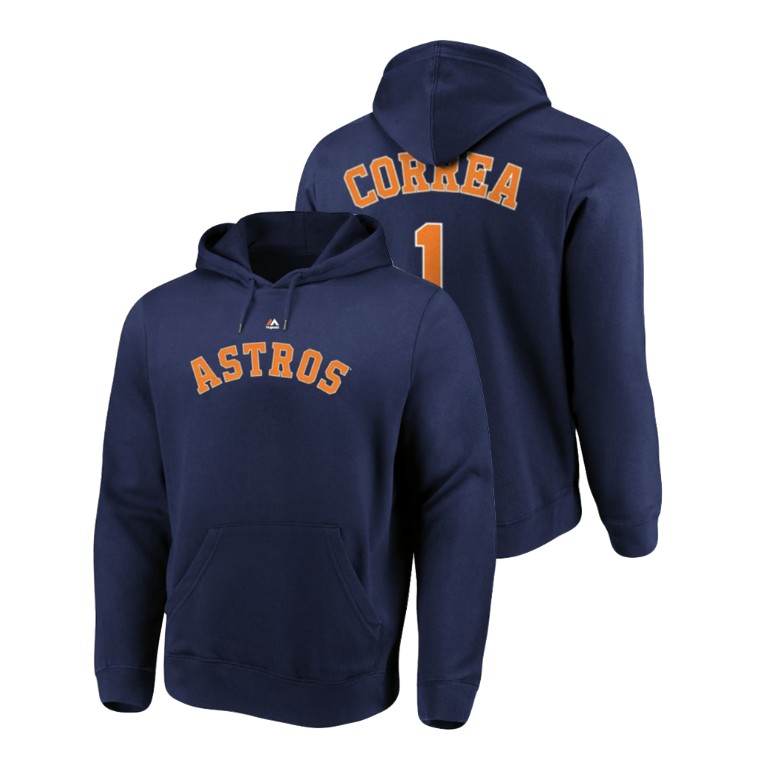 Houston Astros #1 Navy Carlos Correa Name & Number Authentic Majestic Hoodie Houston Astros #1 Navy Carlos Correa Name & Number Authentic Majestic Hoodie