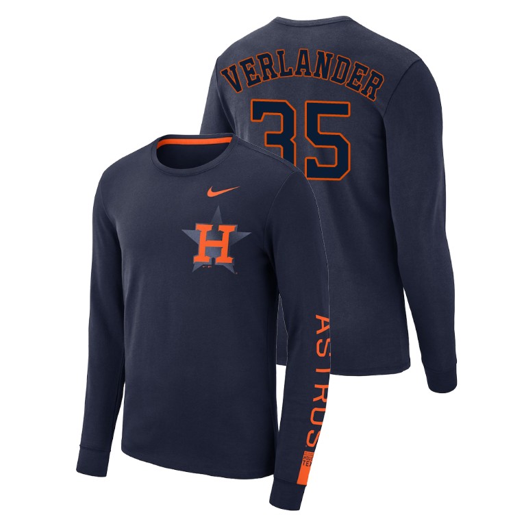 Houston Astros Heavyweight Navy Justin Verlander Long Sleeve T-Shirt Houston Astros Heavyweight Navy Justin Verlander Long Sleeve T-Shirt
