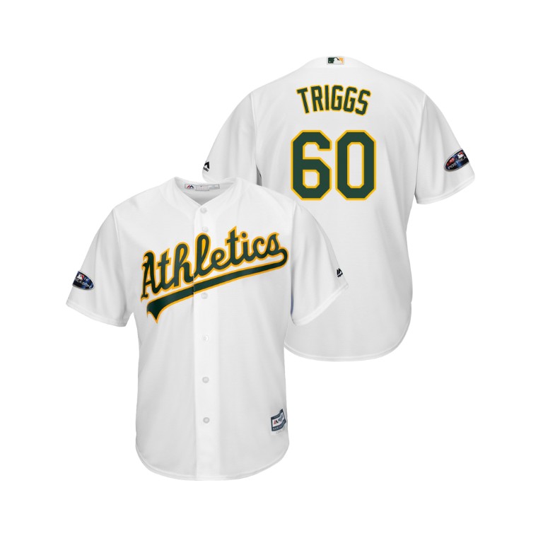 Oakland Athletics White #60 Andrew Triggs Cool Base Jersey