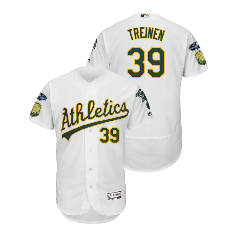 Oakland Athletics White #39 Blake Treinen Flex Base Jersey