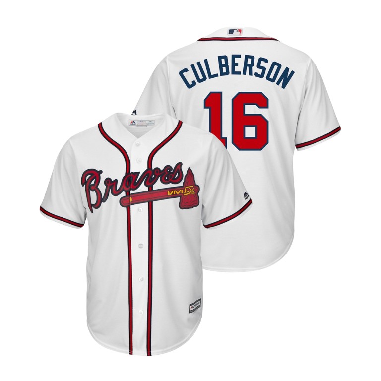 Atlanta Braves White #16 Cool Base Charlie Culberson Home Jersey
