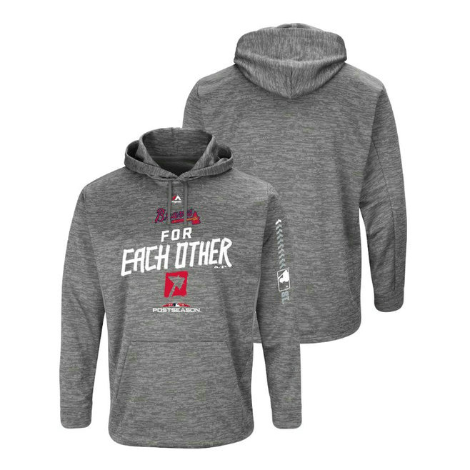 Atlanta Braves Streak Fleece Gray Authentic Collection Hoodie Atlanta Braves Streak Fleece Gray Authentic Collection Hoodie