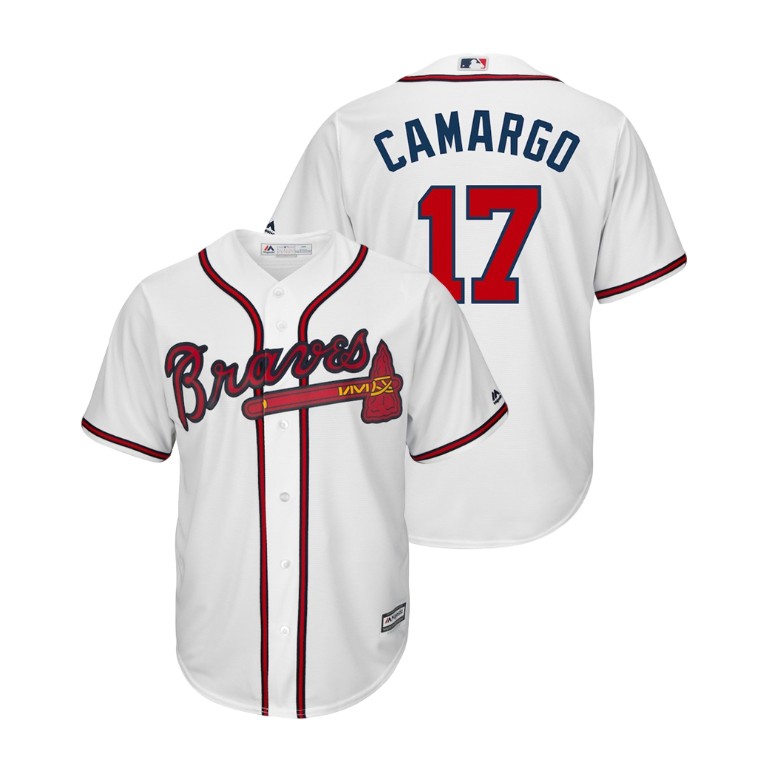 Atlanta Braves White #17 Cool Base Johan Camargo Home Jersey