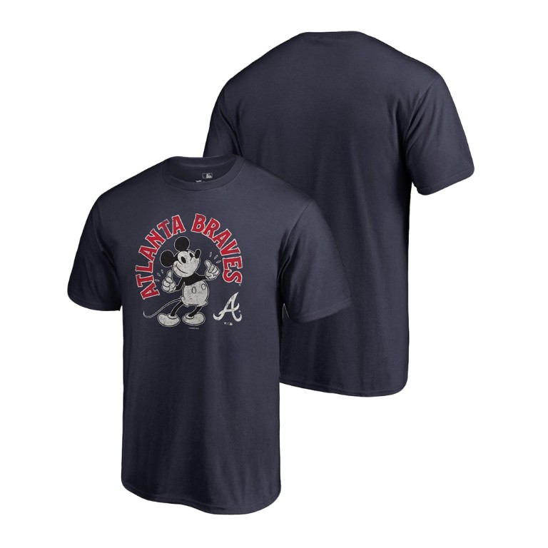 Atlanta Braves Navy Disney Mickey's True Original Arch T-Shirt Atlanta Braves Navy Disney Mickey's True Original Arch T-Shirt