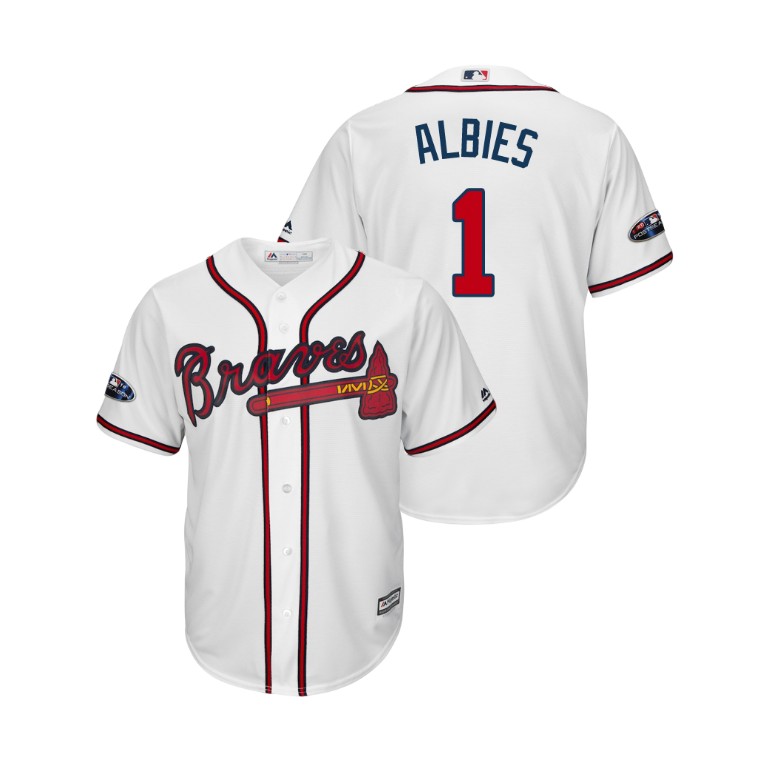 Atlanta Braves White #1 Ozzie Albies Cool Base Jersey