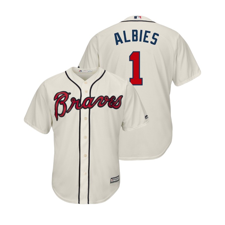 Atlanta Braves Cream #1 Cool Base Ozzie Albies Alternate Jersey