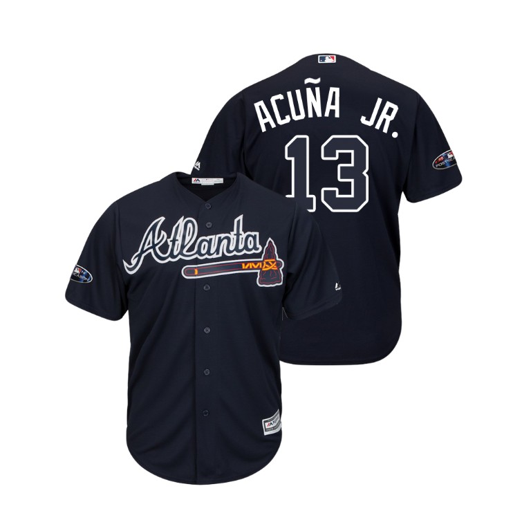 Atlanta Braves Navy #13 Ronald Acuna Jr. Cool Base Jersey