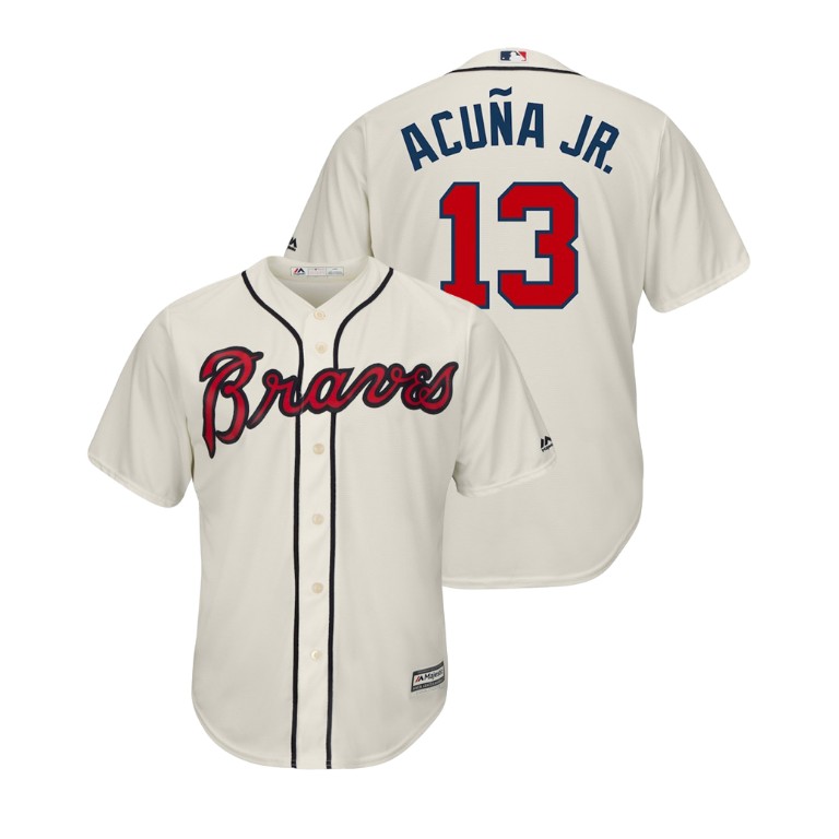 Atlanta Braves Cream #13 Cool Base Ronald Acuna Jr. Alternate Jersey Atlanta Braves Cream #13 Cool Base Ronald Acuna Jr. Alternate Jersey