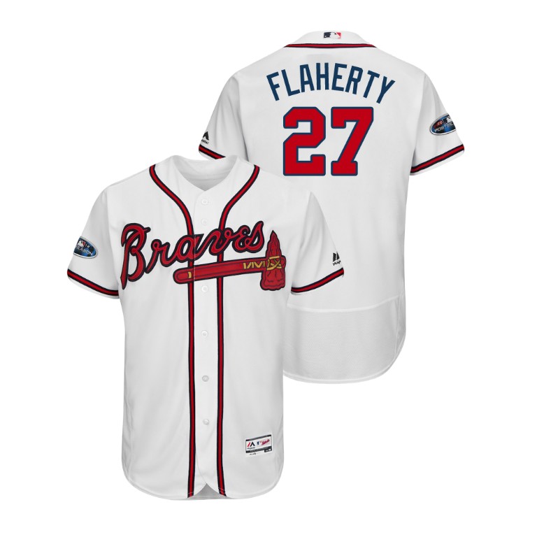 Atlanta Braves White #27 Ryan Flaherty Flex Base Jersey