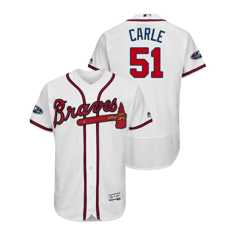 Atlanta Braves White #51 Shane Carle Flex Base Jersey