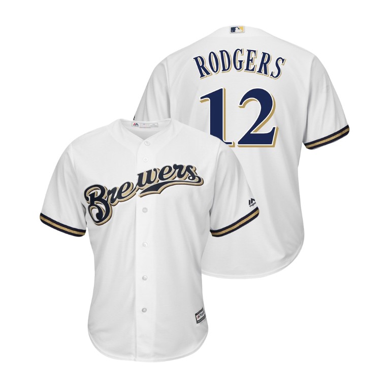 Milwaukee Brewers White #12 Cool Base Aaron Rodgers NFL x MLB Crossover Jersey Milwaukee Brewers White #12 Cool Base Aaron Rodgers NFL x MLB Crossover Jersey