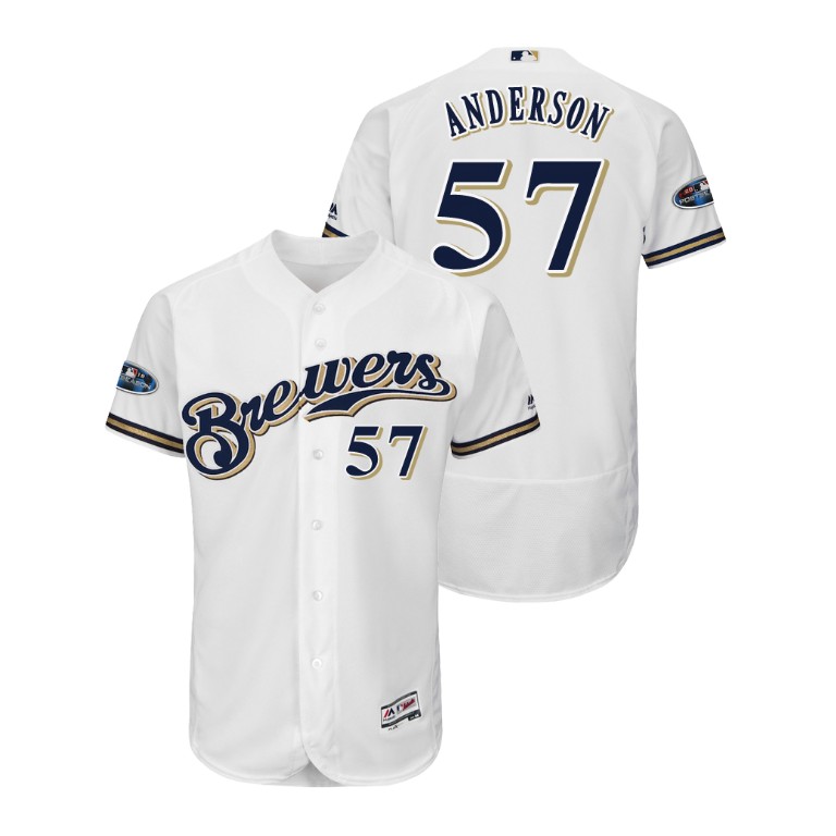 Milwaukee Brewers White #57 Chase Anderson Flex Base Jersey Milwaukee Brewers White #57 Chase Anderson Flex Base Jersey