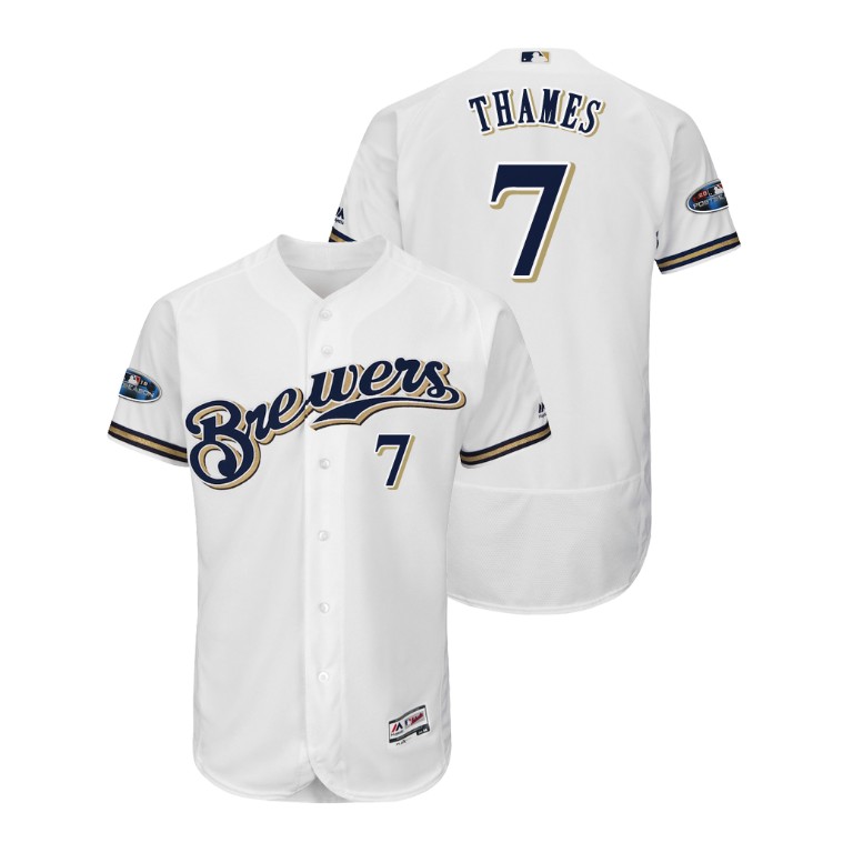 Milwaukee Brewers White #7 Eric Thames Flex Base Jersey Milwaukee Brewers White #7 Eric Thames Flex Base Jersey