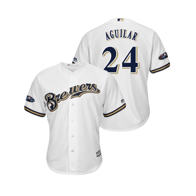 Milwaukee Brewers White #24 Jesus Aguilar Cool Base Jersey Milwaukee Brewers White #24 Jesus Aguilar Cool Base Jersey